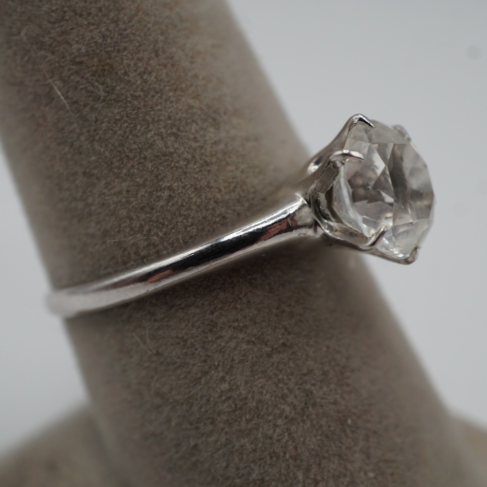 Sterling Silver 925 Round Solitaire Prong Set Ring Size 9 2.23g - Picture 3 of 5